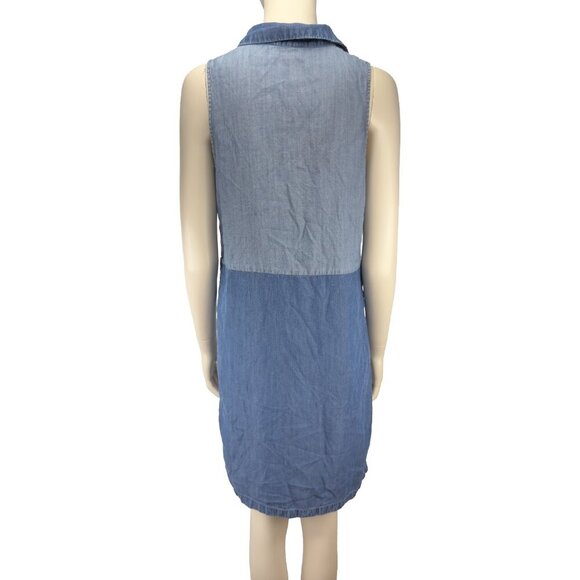 Cop.Copine Sleeveless A Shift Relaxed Viscose Denim looking Blue Midi Dress 38 - Picture 4 of 8